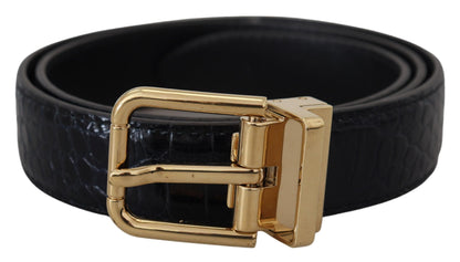 Dolce & Gabbana Black Exotic Leather Gold Metal Buckle Belt Dolce & Gabbana