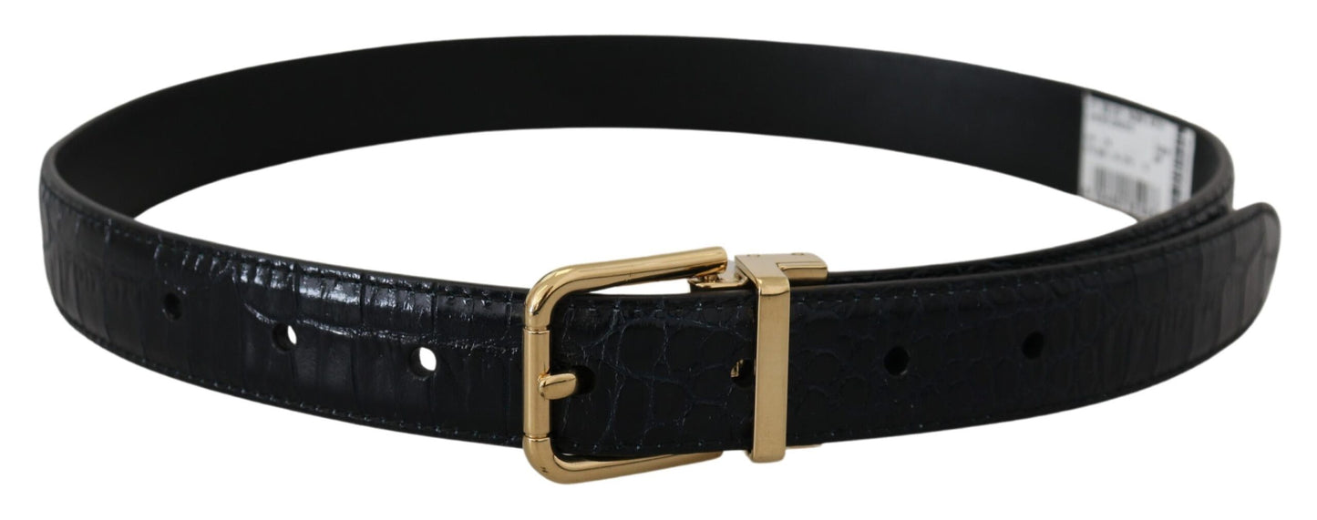 Dolce & Gabbana Black Exotic Leather Gold Metal Buckle Belt Dolce & Gabbana