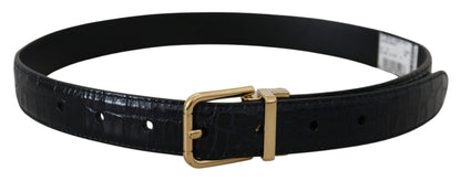 Dolce & Gabbana Black Exotic Leather Gold Metal Buckle Belt Dolce & Gabbana