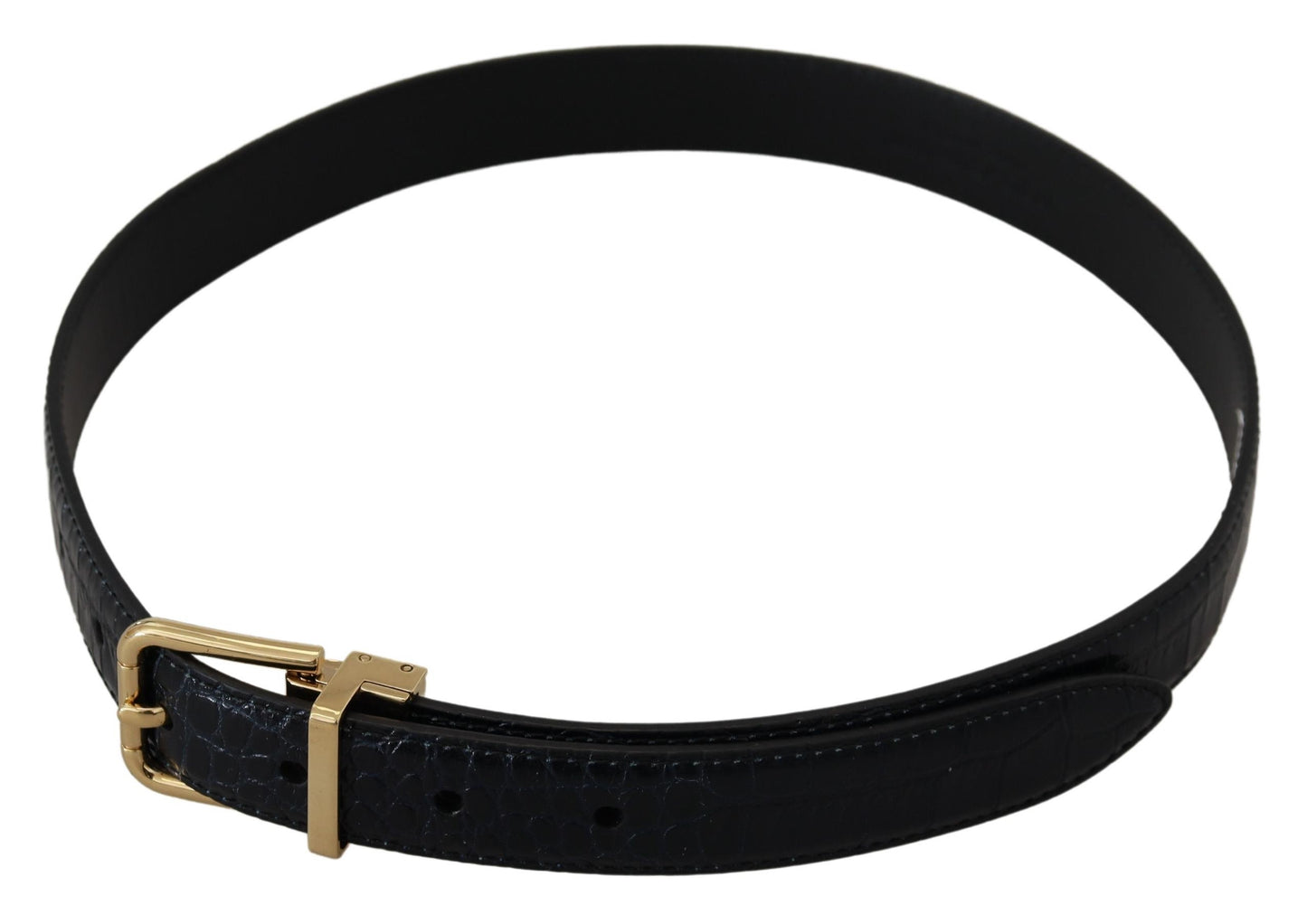 Dolce & Gabbana Black Exotic Leather Gold Metal Buckle Belt Dolce & Gabbana