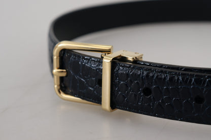 Dolce & Gabbana Black Exotic Leather Gold Metal Buckle Belt Dolce & Gabbana