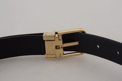 Dolce & Gabbana Black Exotic Leather Gold Metal Buckle Belt Dolce & Gabbana