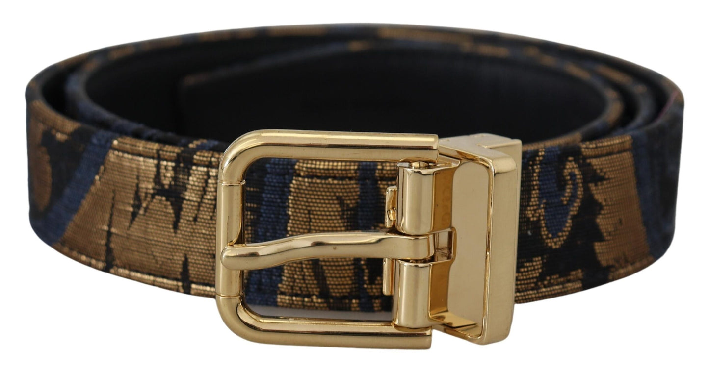 Dolce & Gabbana Multicolor Jacquard Leather Logo Buckle Belt Dolce & Gabbana