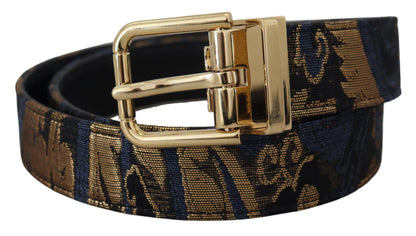 Dolce & Gabbana Multicolor Jacquard Leather Logo Buckle Belt Dolce & Gabbana