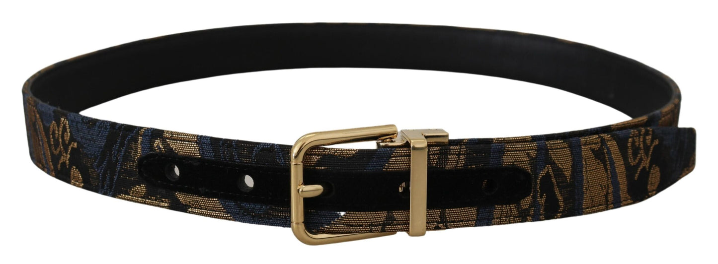 Dolce & Gabbana Multicolor Jacquard Leather Logo Buckle Belt Dolce & Gabbana