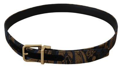 Dolce & Gabbana Multicolor Jacquard Leather Logo Buckle Belt Dolce & Gabbana