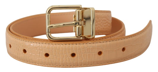 Dolce & Gabbana Beige Exotic Leather Gold Metal Buckle Belt Dolce & Gabbana