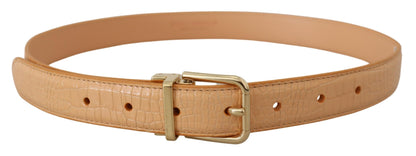 Dolce & Gabbana Beige Exotic Leather Gold Metal Buckle Belt Dolce & Gabbana