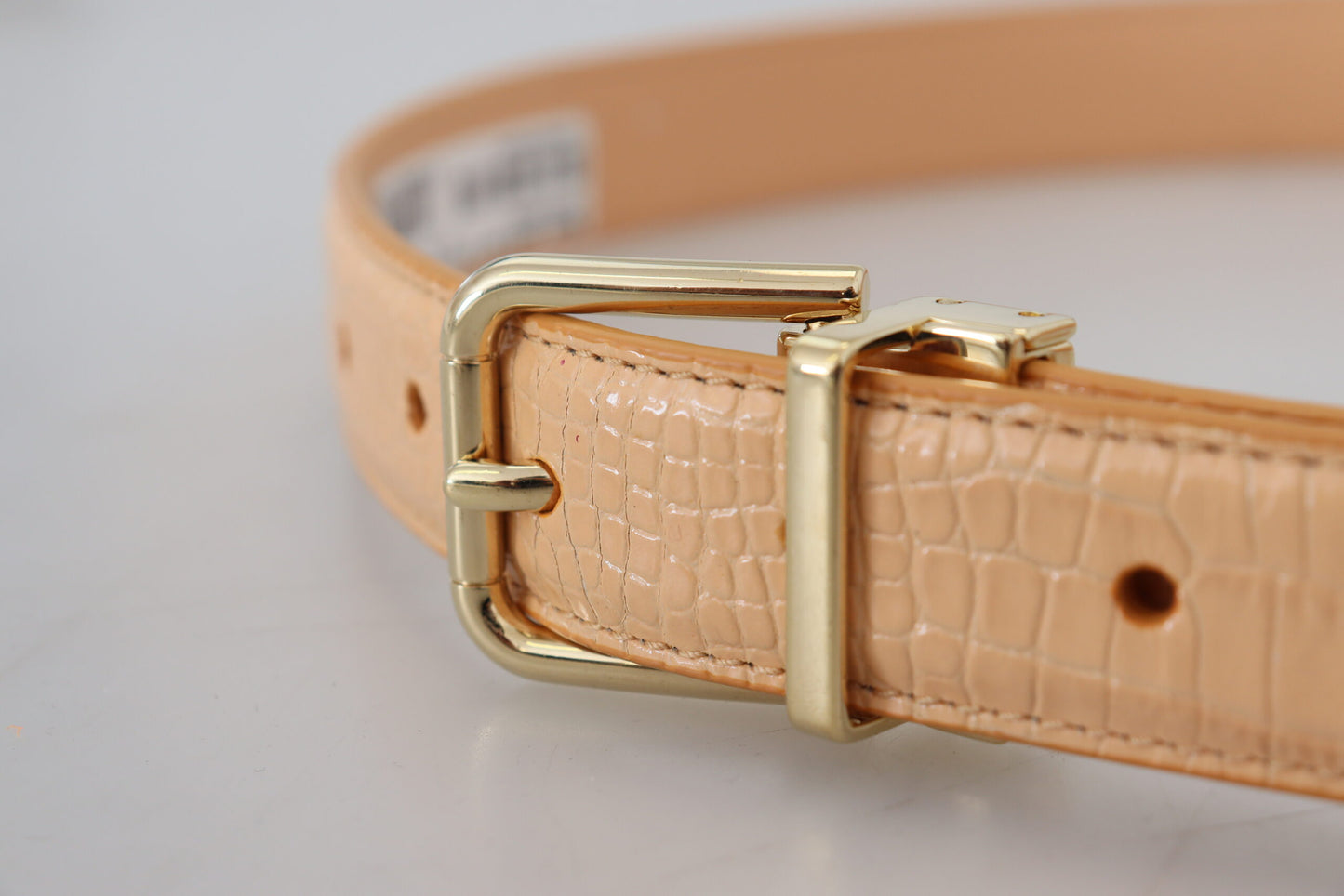 Dolce & Gabbana Beige Exotic Leather Gold Metal Buckle Belt Dolce & Gabbana