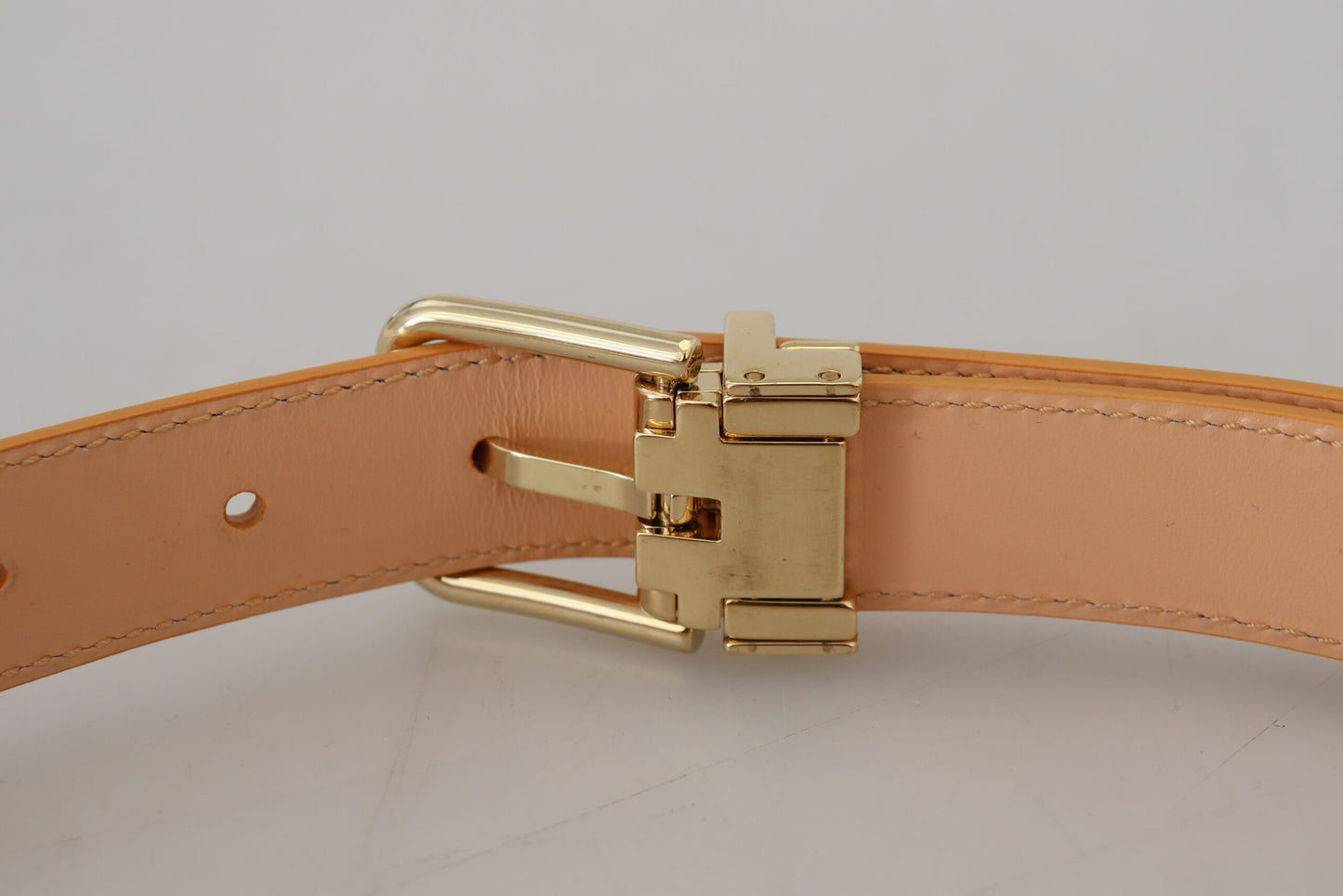 Dolce & Gabbana Beige Exotic Leather Gold Metal Buckle Belt Dolce & Gabbana