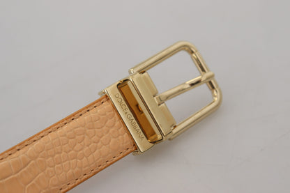 Dolce & Gabbana Beige Exotic Leather Gold Metal Buckle Belt Dolce & Gabbana