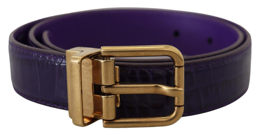 Dolce & Gabbana Purple Exotic Leather Gold Metal Buckle Belt Dolce & Gabbana