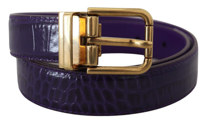 Dolce & Gabbana Purple Exotic Leather Gold Metal Buckle Belt Dolce & Gabbana