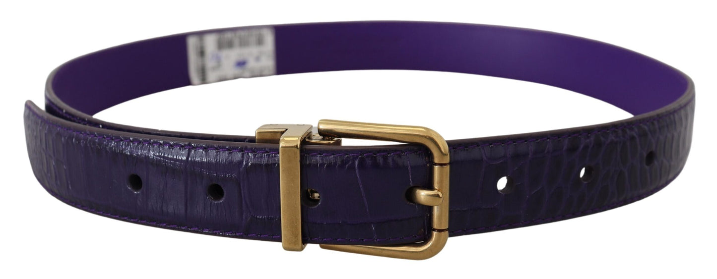 Dolce & Gabbana Purple Exotic Leather Gold Metal Buckle Belt Dolce & Gabbana