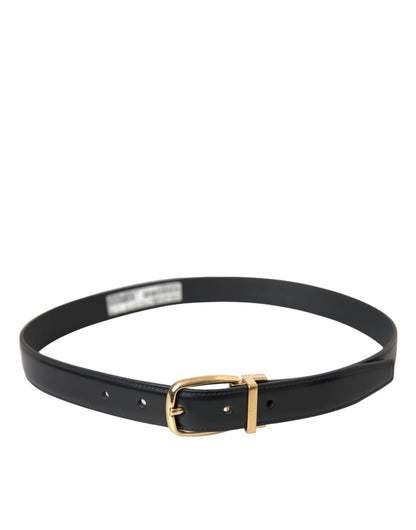 Dolce & Gabbana Black Calf Leather Gold Metal Buckle Belt Dolce & Gabbana