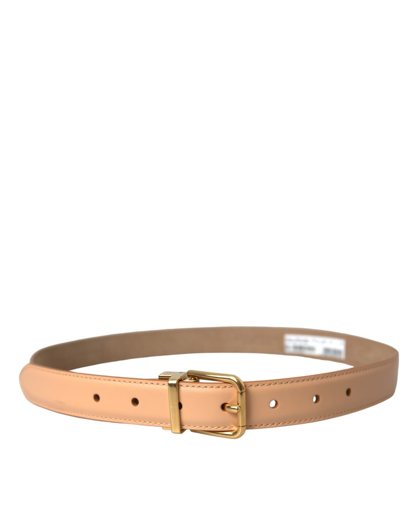 Dolce & Gabbana Beige Calfskin Leather Gold Metal Buckle Belt Dolce & Gabbana