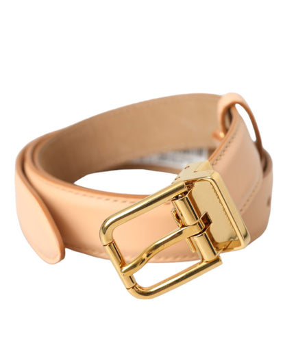 Dolce & Gabbana Beige Calfskin Leather Gold Metal Buckle Belt Dolce & Gabbana