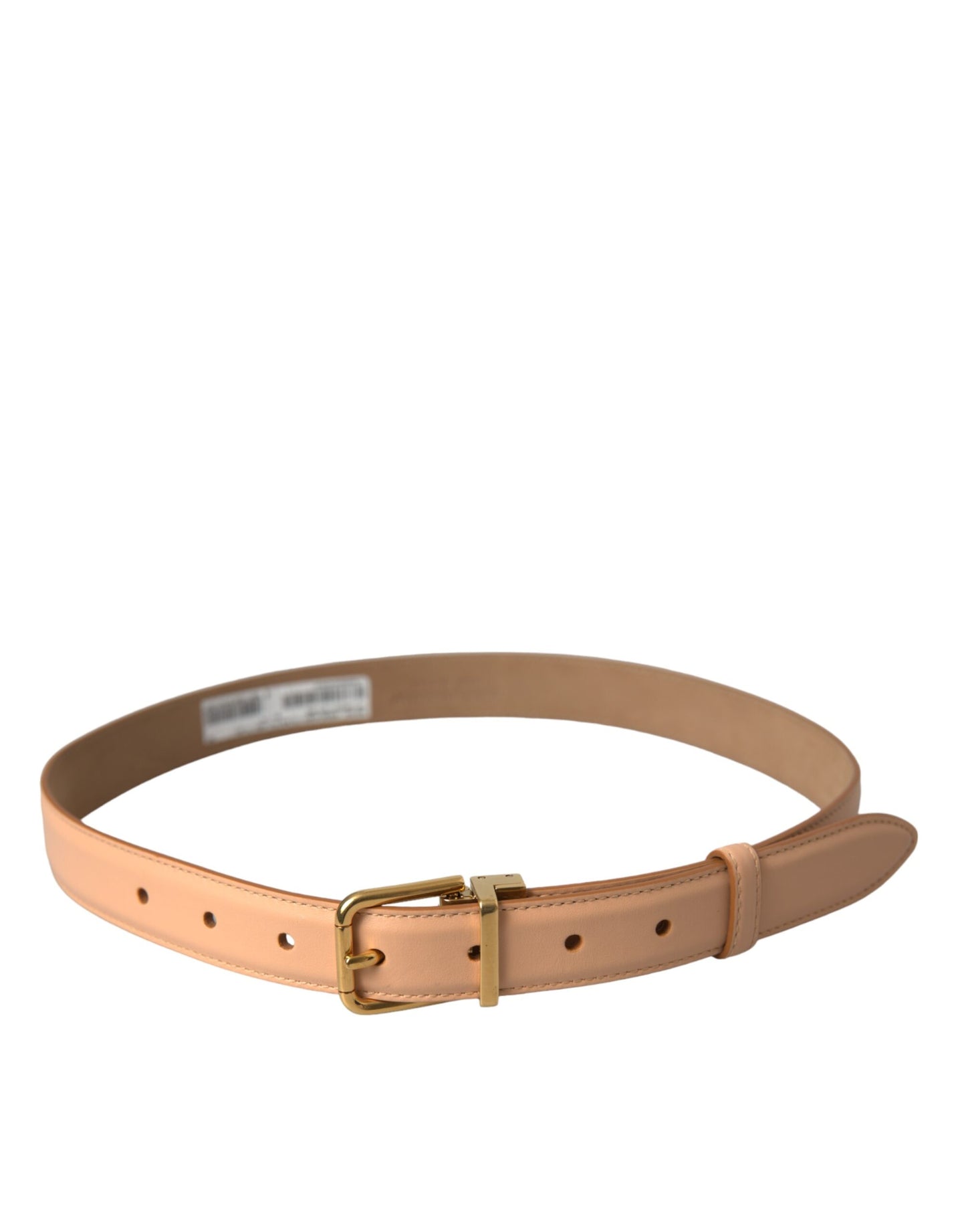 Dolce & Gabbana Beige Calfskin Leather Gold Metal Buckle Belt Dolce & Gabbana