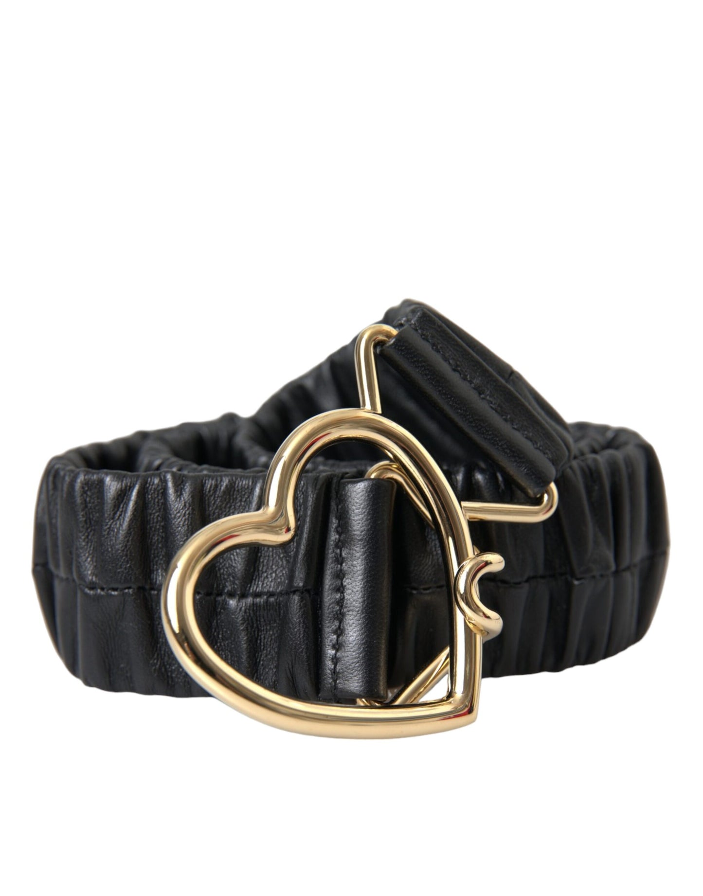 Dolce & Gabbana Black Leather Gold Heart Metal Buckle Belt Dolce & Gabbana