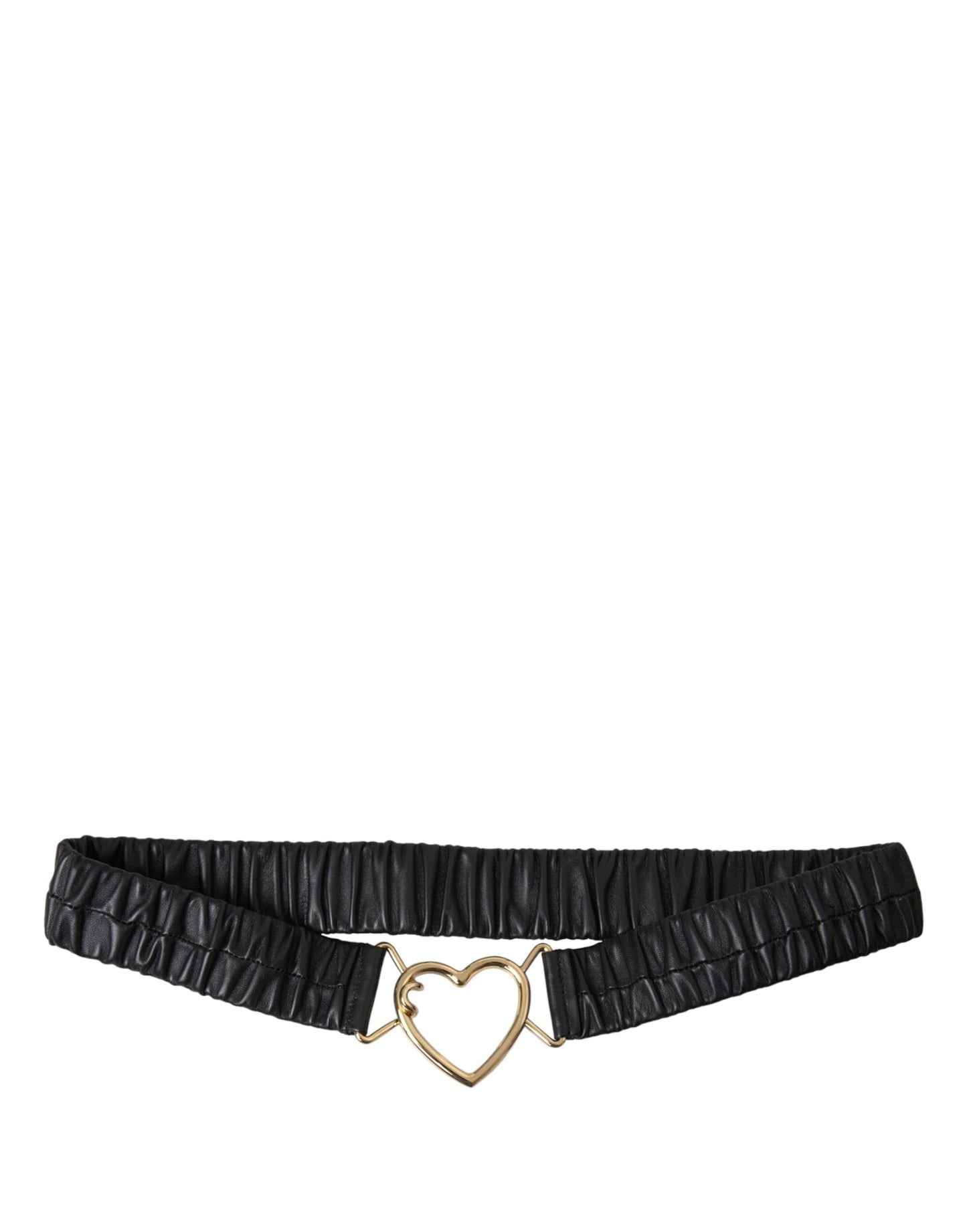 Dolce & Gabbana Black Leather Gold Heart Metal Buckle Belt Dolce & Gabbana