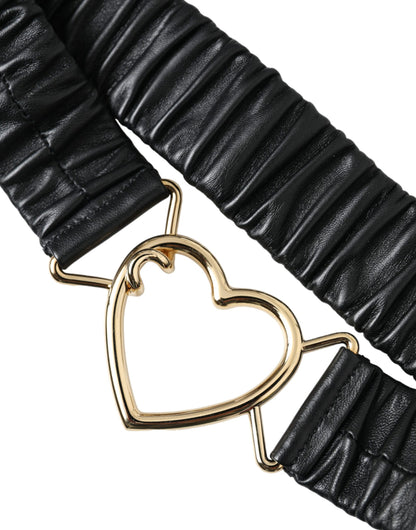 Dolce & Gabbana Black Leather Gold Heart Metal Buckle Belt Dolce & Gabbana