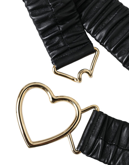 Dolce & Gabbana Black Leather Gold Heart Metal Buckle Belt Dolce & Gabbana