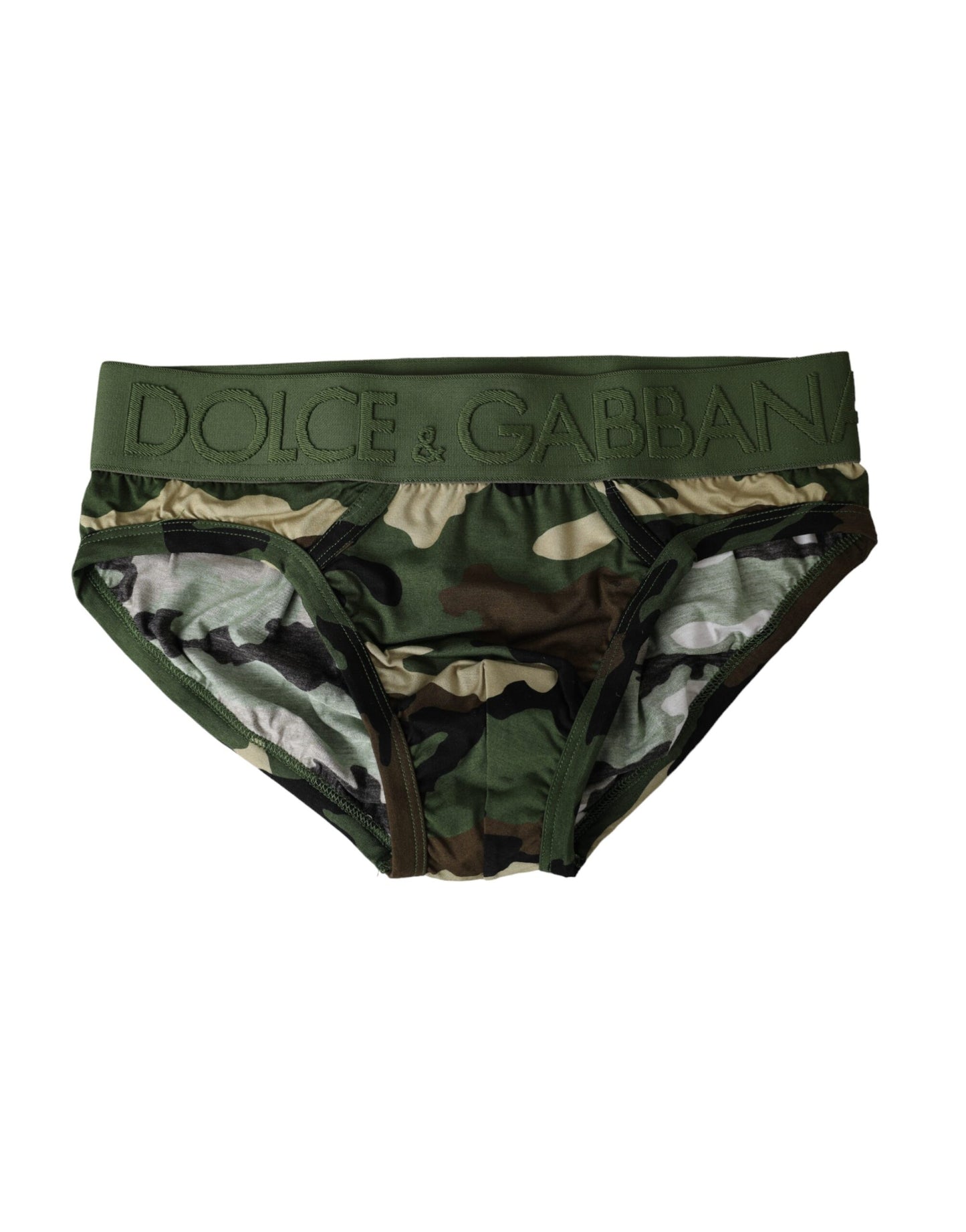 Dolce & Gabbana Green Camouflage Logo Cotton Mid Slip Underwear Dolce & Gabbana