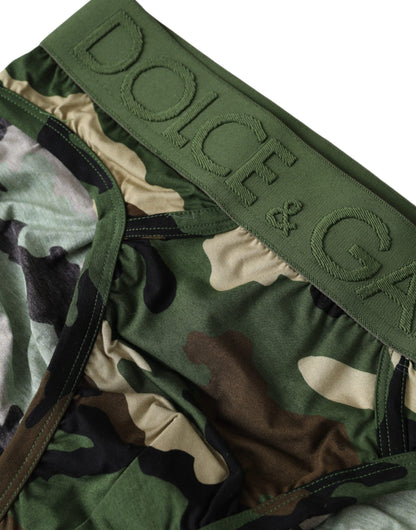 Dolce & Gabbana Green Camouflage Logo Cotton Mid Slip Underwear Dolce & Gabbana