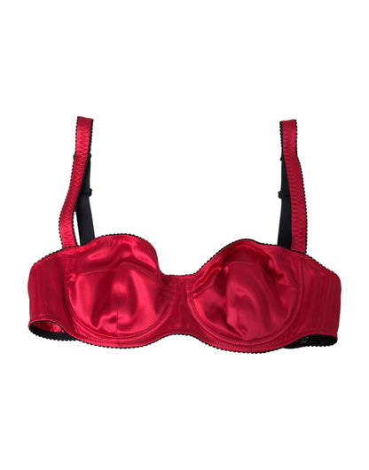 Dolce & Gabbana Bordeaux Silk Stretch Balconcino Bra Underwear Dolce & Gabbana