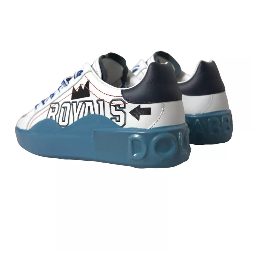 Dolce & Gabbana Blue White Printed Portofino Melt Sneakers Shoes Dolce & Gabbana