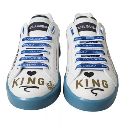 Dolce & Gabbana Blue White Printed Portofino Melt Sneakers Shoes Dolce & Gabbana