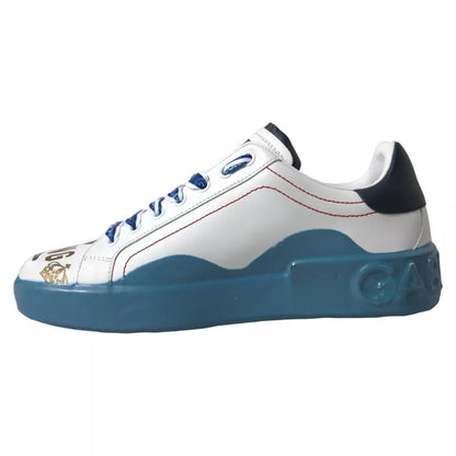 Dolce & Gabbana Blue White Printed Portofino Melt Sneakers Shoes Dolce & Gabbana