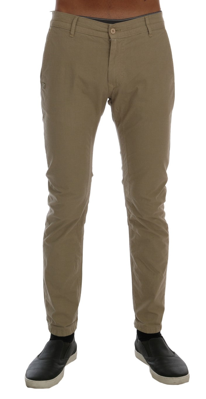 Daniele Alessandrini Beige Slim Fit Chinos for Sophisticated Style Daniele Alessandrini