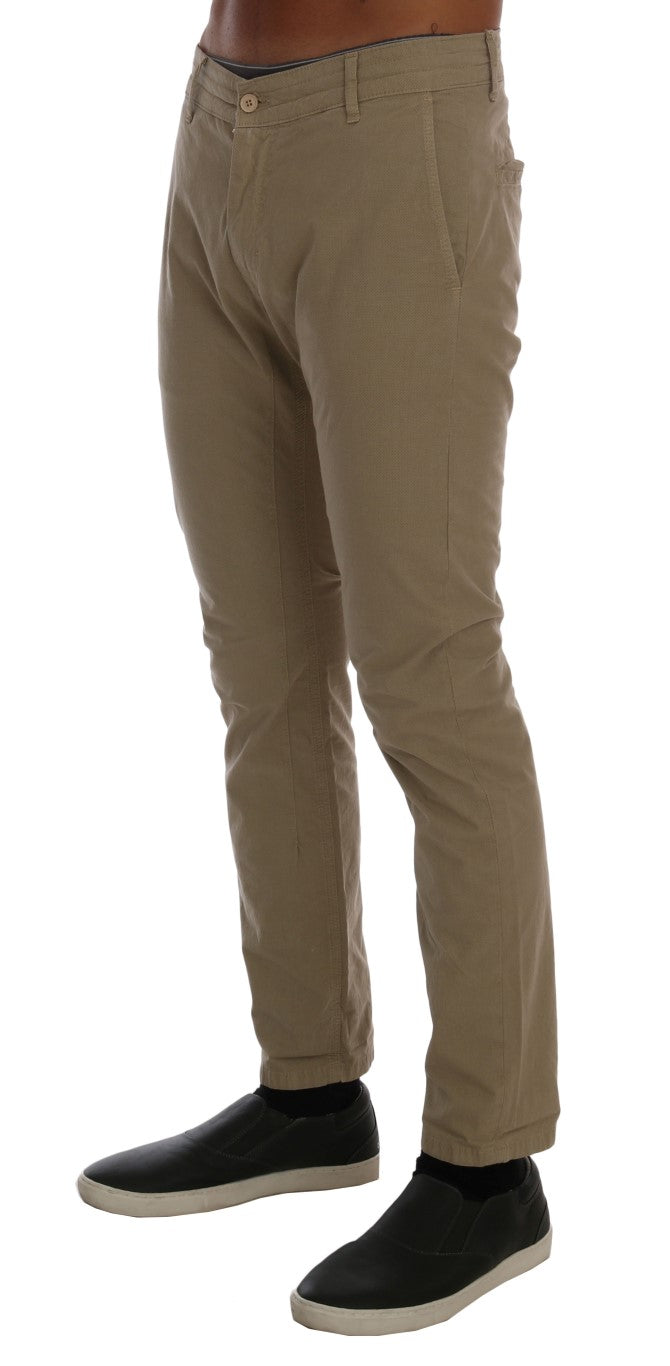 Daniele Alessandrini Beige Slim Fit Chinos for Sophisticated Style Daniele Alessandrini