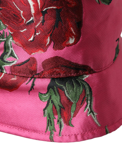 Dolce & Gabbana Pink Floral Cap Cotton Bucket Hat Men Dolce & Gabbana