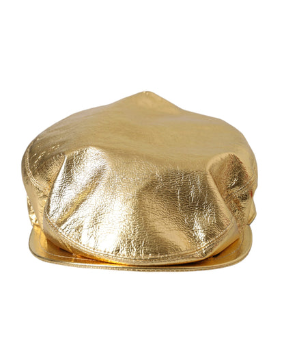 Dolce & Gabbana Metallic Gold Polyester Newsboy Hat Men Dolce & Gabbana