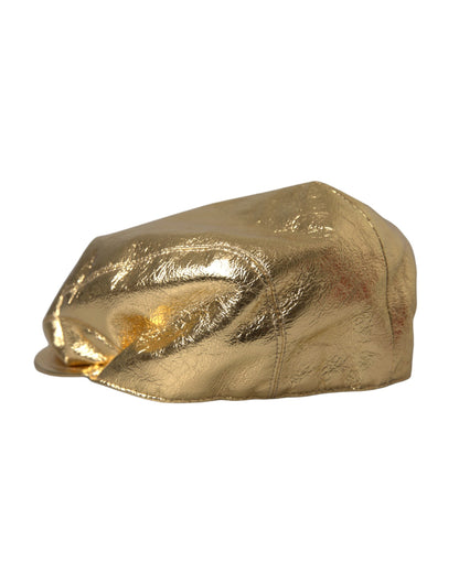 Dolce & Gabbana Metallic Gold Polyester Newsboy Hat Men Dolce & Gabbana