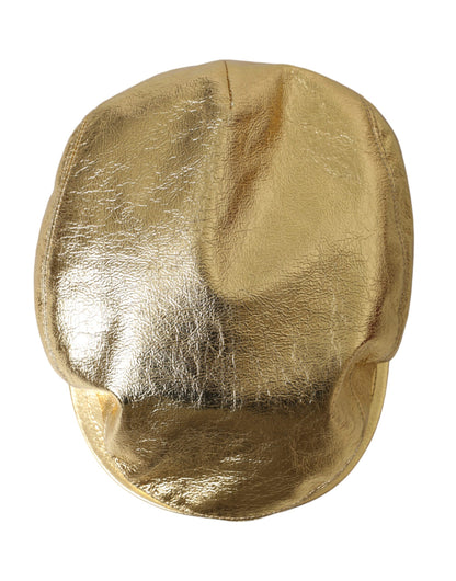 Dolce & Gabbana Metallic Gold Polyester Newsboy Hat Men Dolce & Gabbana