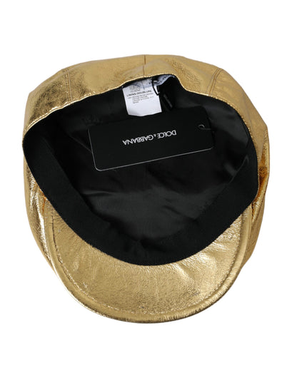 Dolce & Gabbana Metallic Gold Polyester Newsboy Hat Men Dolce & Gabbana