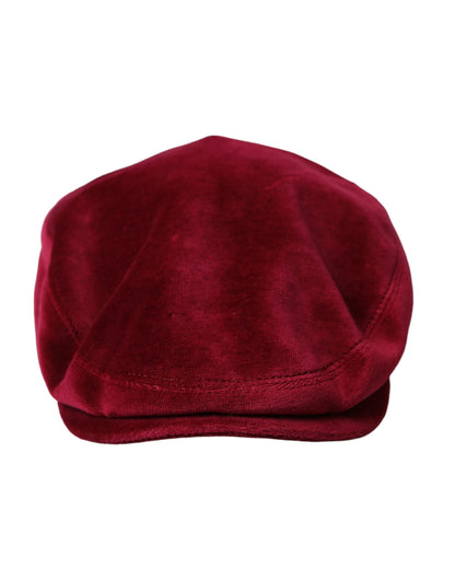 Dolce & Gabbana Maroon Velvet Cotton Newsboy Hat Men Dolce & Gabbana