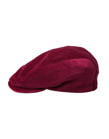 Dolce & Gabbana Maroon Velvet Cotton Newsboy Hat Men Dolce & Gabbana