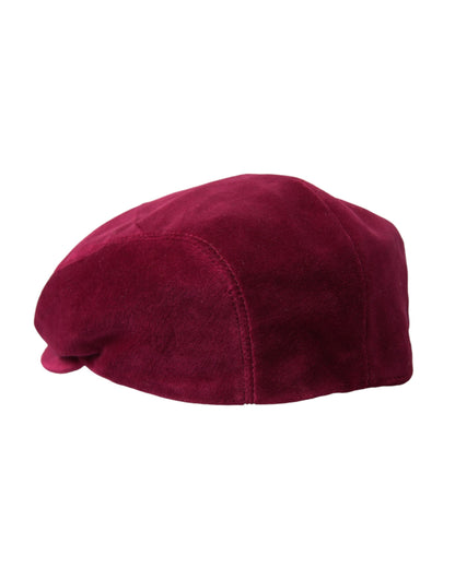 Dolce & Gabbana Maroon Velvet Cotton Newsboy Hat Men Dolce & Gabbana