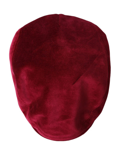 Dolce & Gabbana Maroon Velvet Cotton Newsboy Hat Men Dolce & Gabbana