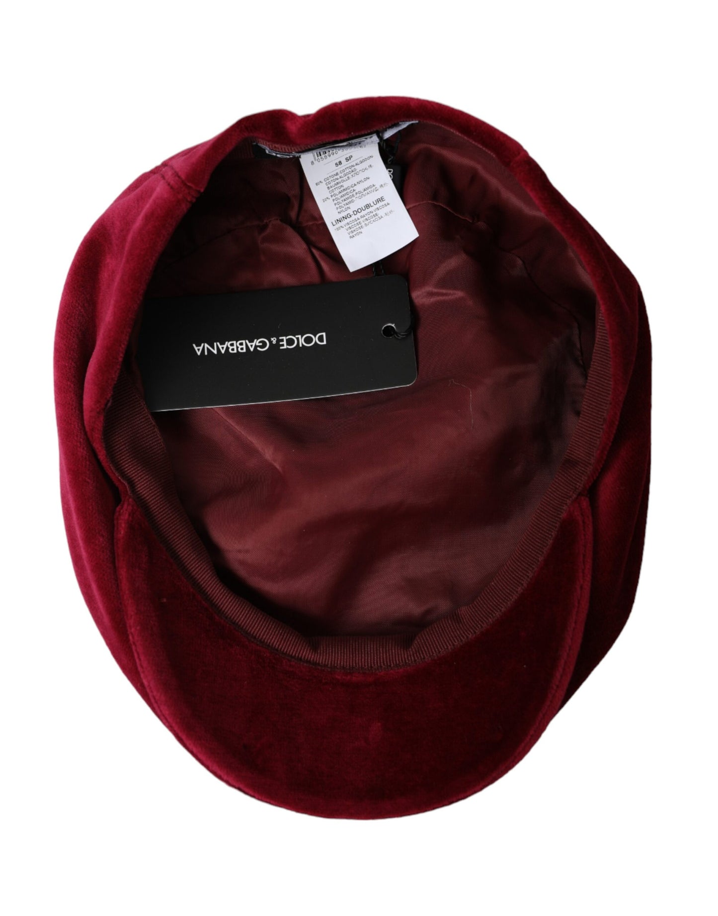 Dolce & Gabbana Maroon Velvet Cotton Newsboy Hat Men Dolce & Gabbana