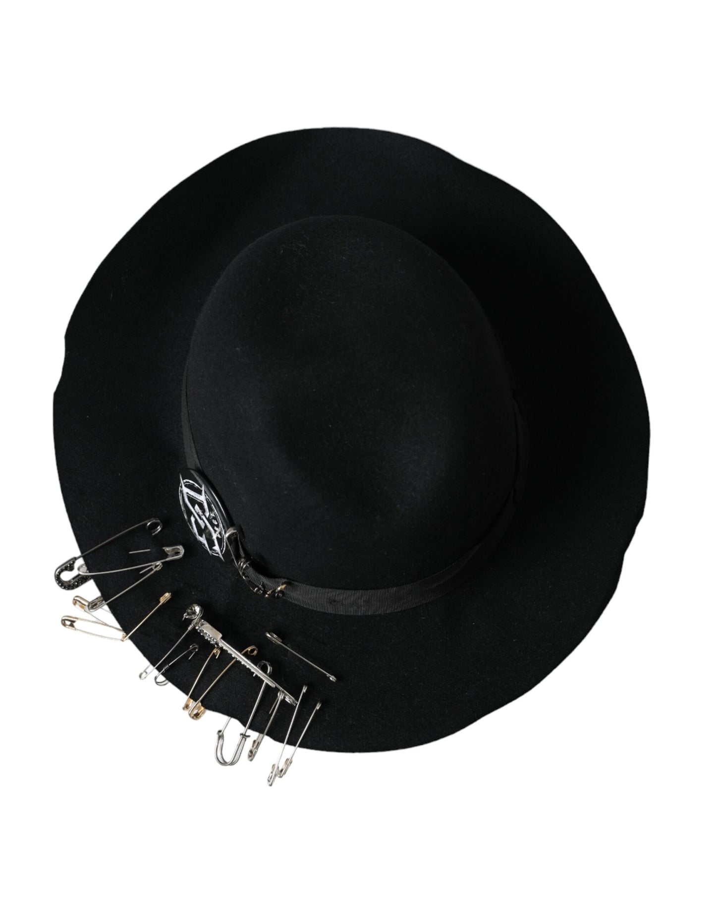 Dolce & Gabbana Black Embellished Fedora Wide Brim Hat Men Dolce & Gabbana