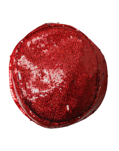 Dolce & Gabbana Red Sequined Nylon Bucket Hat Men Dolce & Gabbana