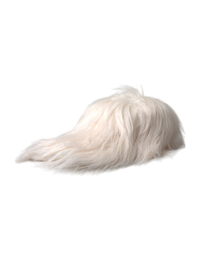 Dolce & Gabbana Off White Faux Fur Baseball Hat Men Dolce & Gabbana