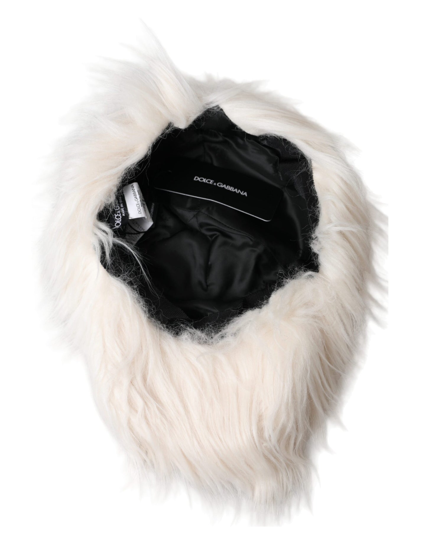 Dolce & Gabbana Off White Faux Fur Baseball Hat Men Dolce & Gabbana