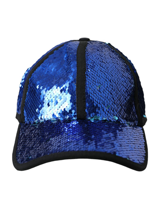 Dolce & Gabbana Royal Blue Sequin Baseball Hat Men Dolce & Gabbana