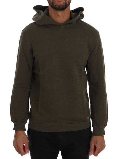 Daniele Alessandrini Elegant Green Cotton Hooded Sweater Daniele Alessandrini